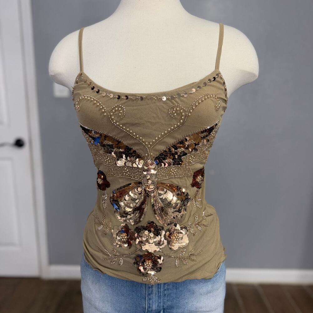 Princess Polly Start Of Summer Sequin Top, Brown, XS/S